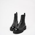 Chanel Black Crumpled Cap Toe Short Boots 38