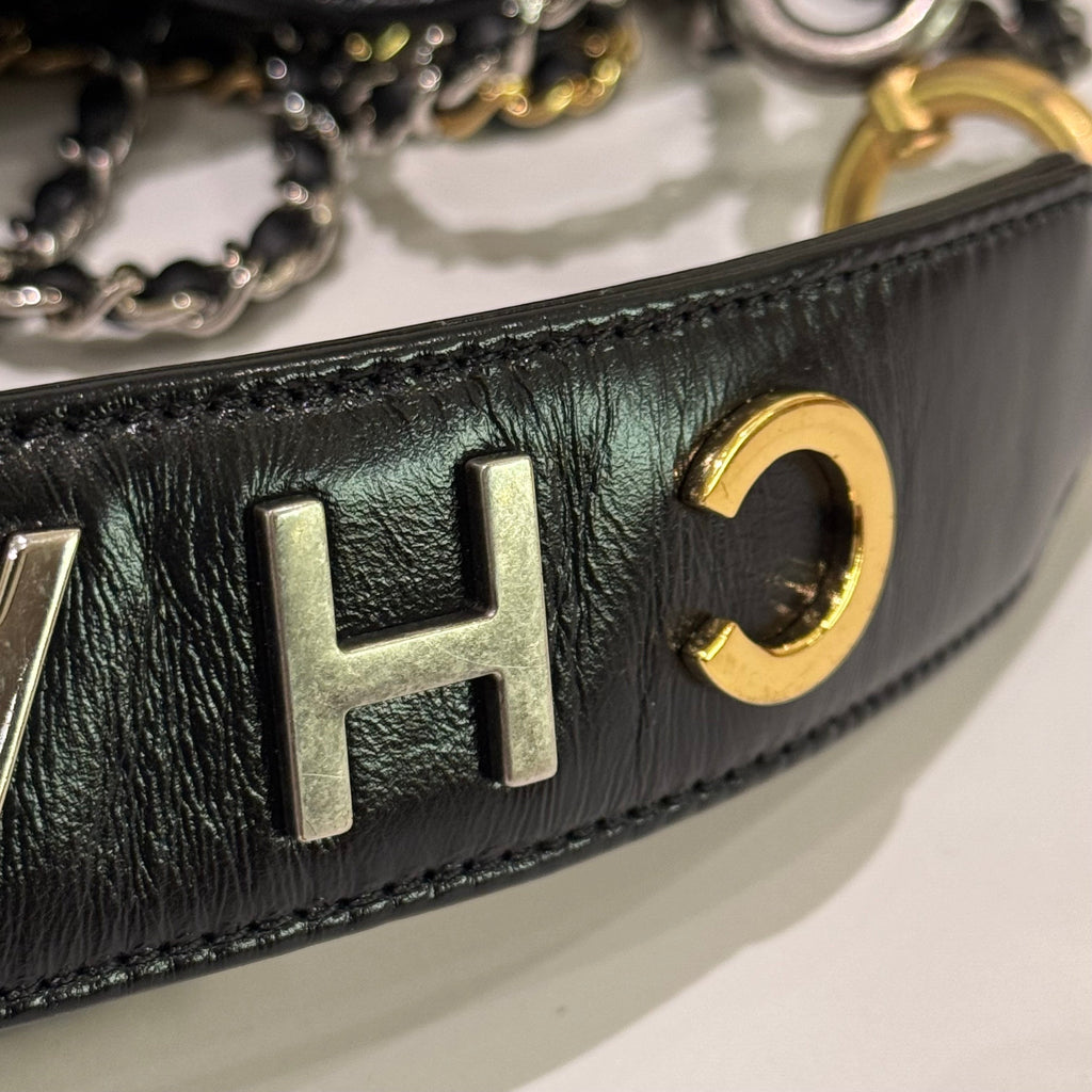 CHANEL Gabrielle Black Gold Limited Edition Handle Style