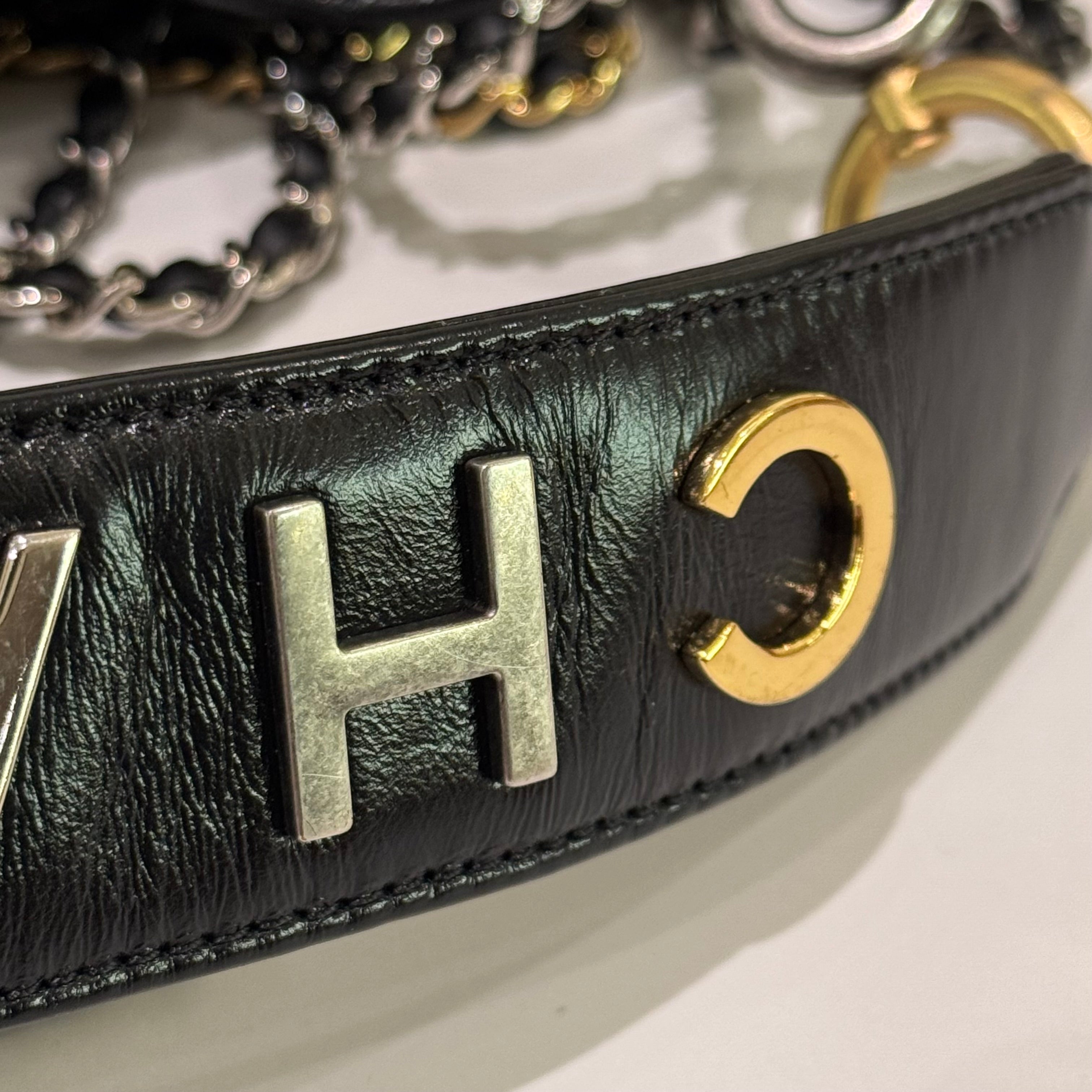 CHANEL Gabrielle Black Gold Limited Edition Handle Style
