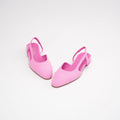 Chanel Neon Pink Denim Cap Toe CC Slingback Flat Size 38
