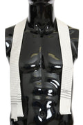 Dolce & Gabbana White Polka Dotted Silk Skinny Men's Scarf