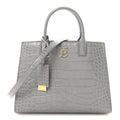 Crocodile Embossed Calfskin Mini Frances Tote Cloud Grey
