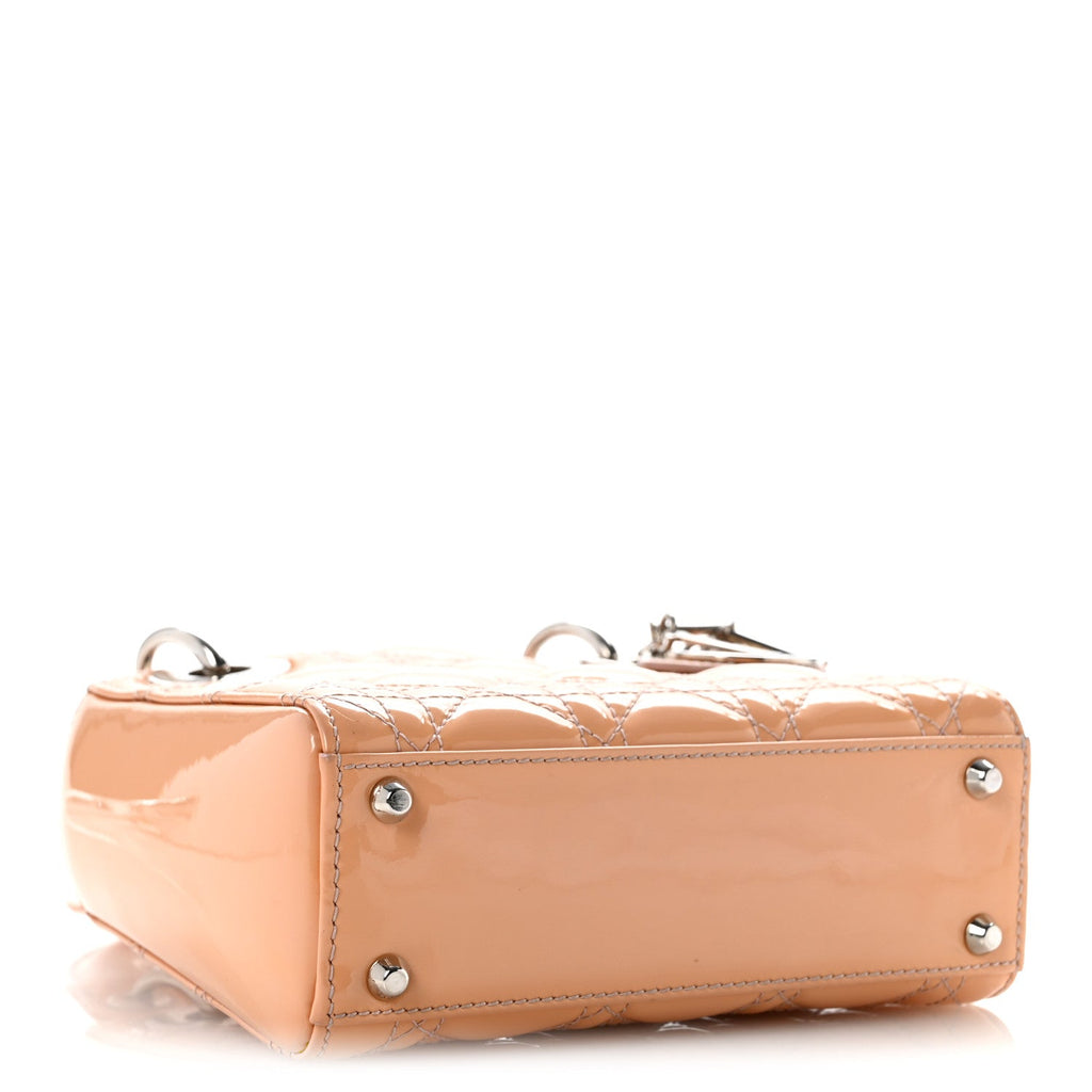 Patent Cannage Mini Lady Dior Rose Clair
