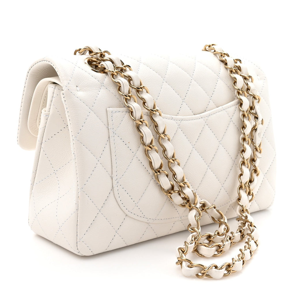Caviar Quilted Small Double Flap White