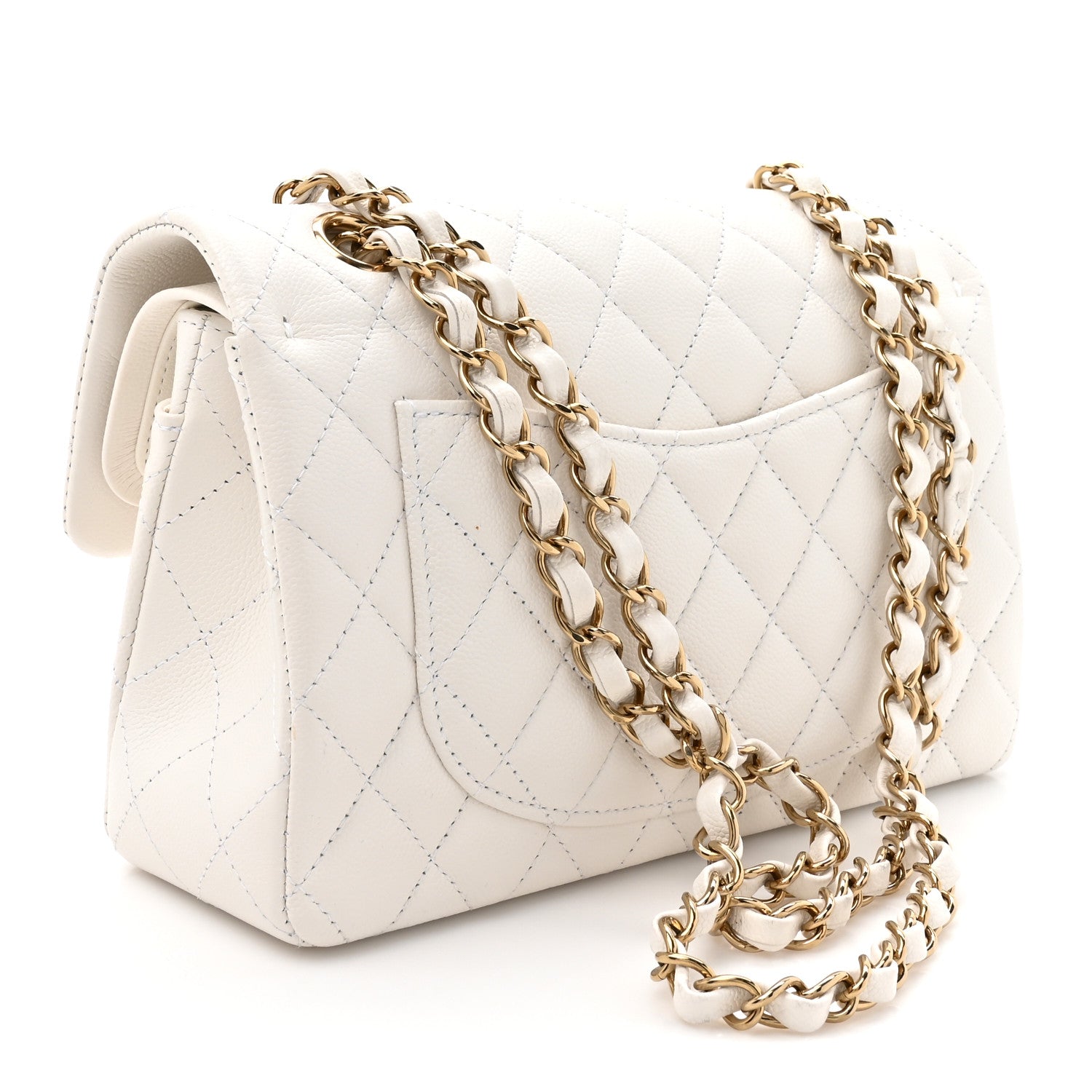 Caviar Quilted Small Double Flap White