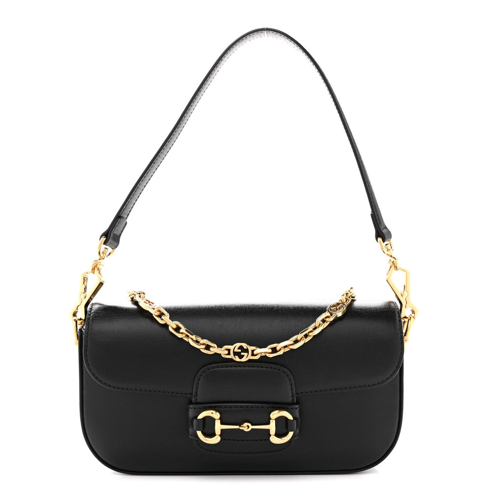 Azalea Calfskin Small Horsebit 1955 Chain Shoulder Bag Black