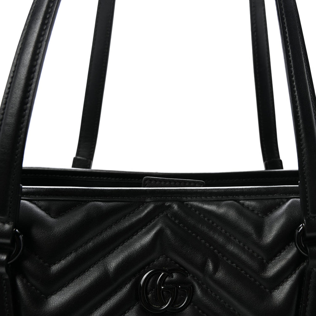 Calfskin Matelasse Monochrome Large GG Marmont Tote Bag Black