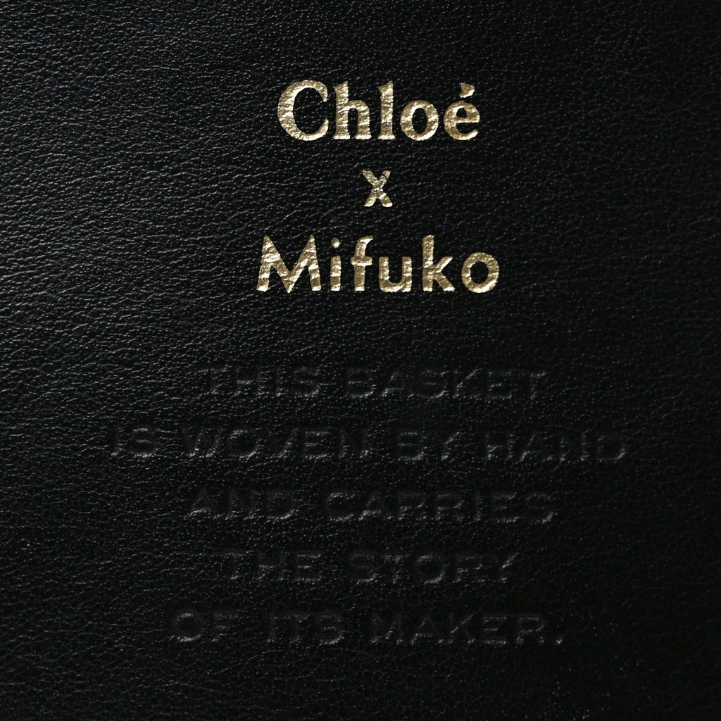 X MIFUKO Raffia Calfskin Mini Chain Basket Black