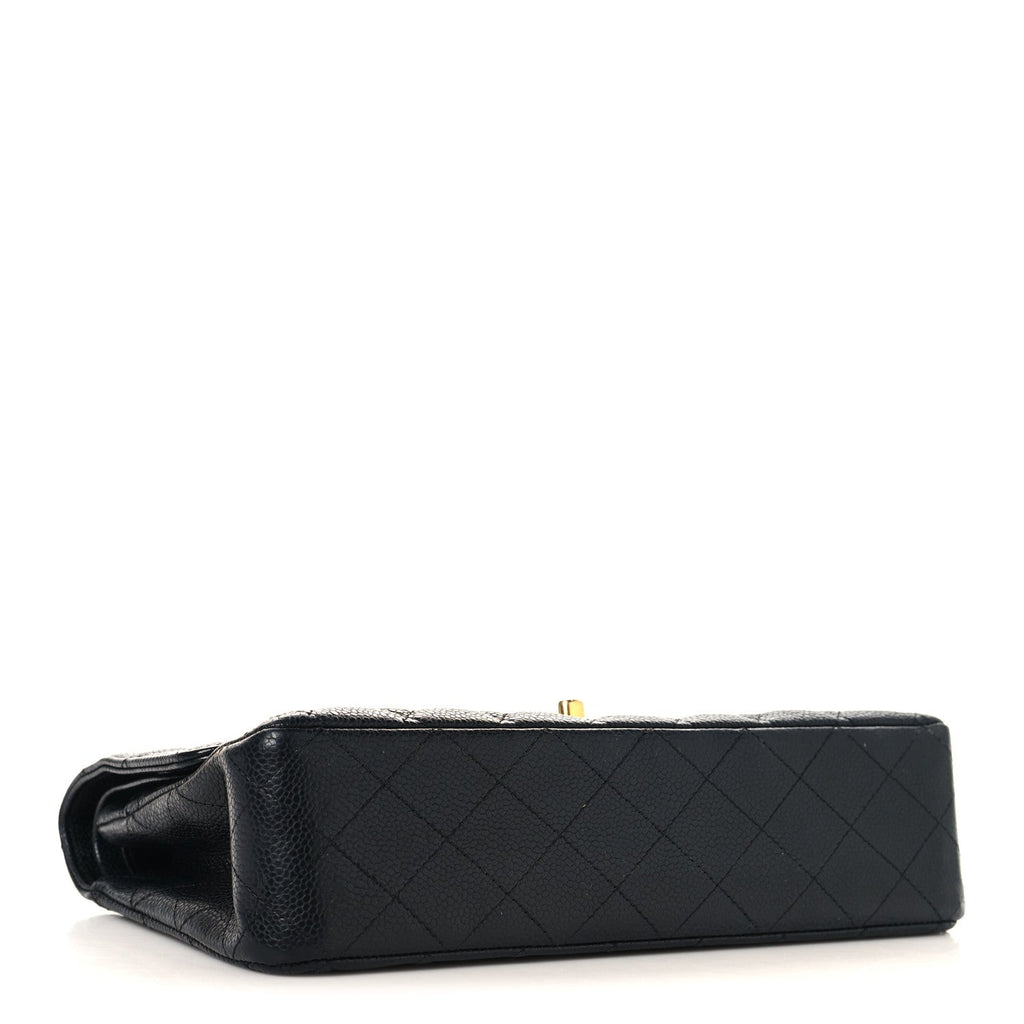Caviar Quilted Medium Double Flap Black
