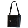 BRIGHTON Desiree Tote Black Leather Bucket Purse With Heart Imprint