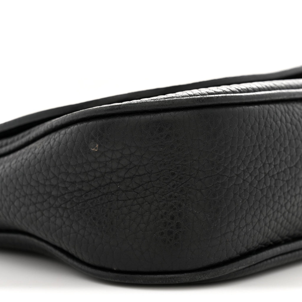 Pebbled Calfskin Medium Soho Flap Crossbody Black