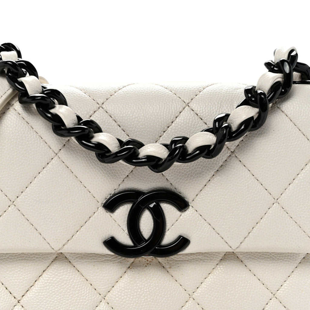 Caviar Quilted My Everything Small Flap White Black