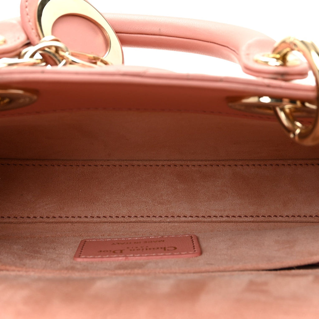 Lambskin Cannage Small Lady D-Joy Light Pink