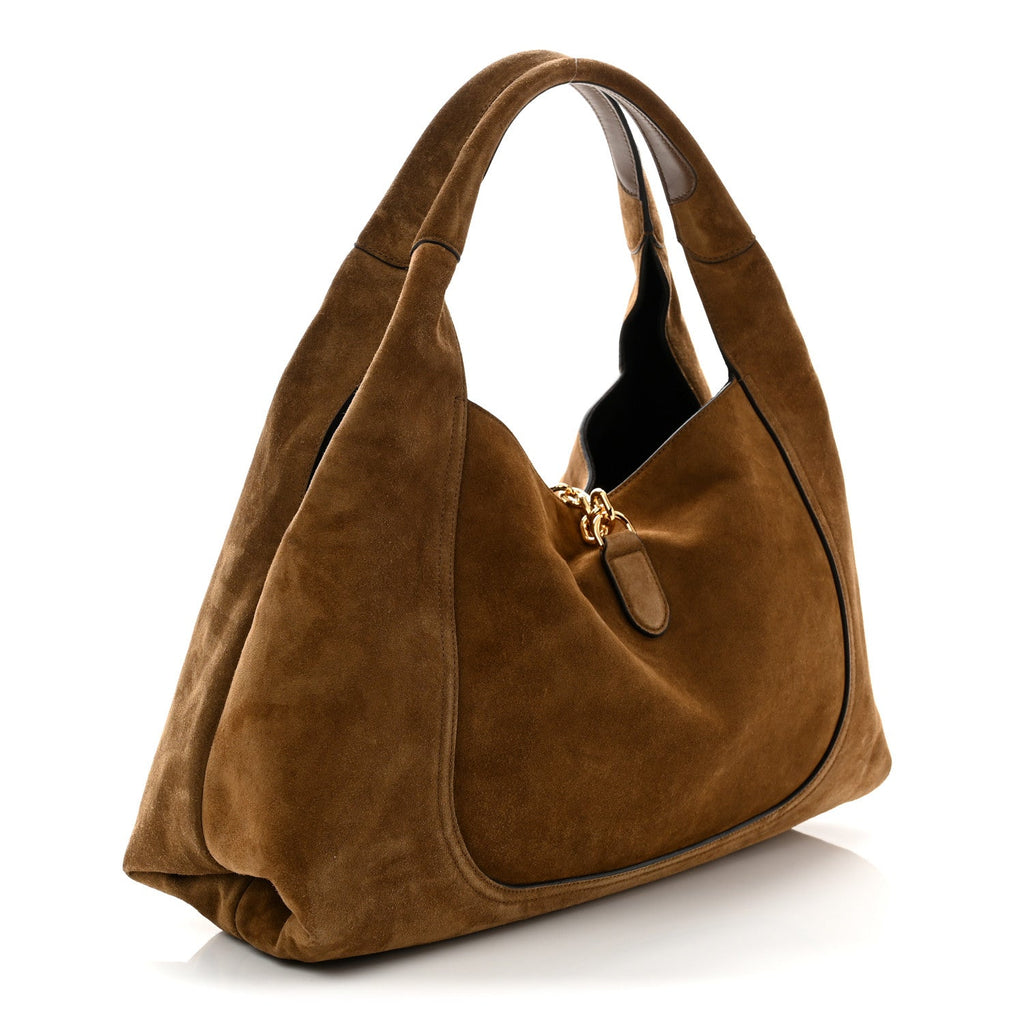 Suede Softbit Maxi Shoulder Bag Brown