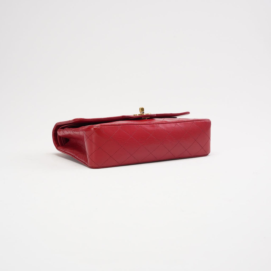 Chanel Vintage Red Classic Double Flap Bag 1988
