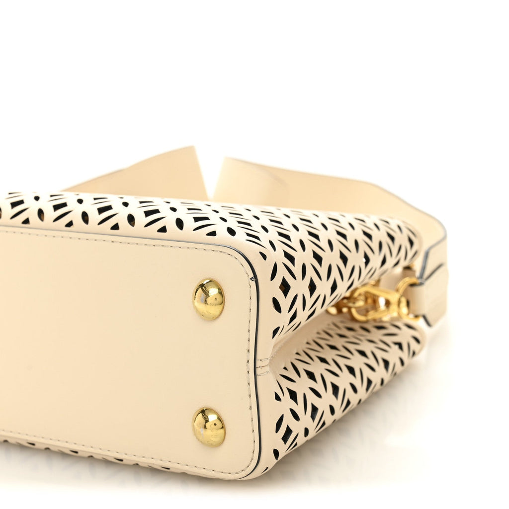Calfskin Cut-Out Garden Party Capucines BB White
