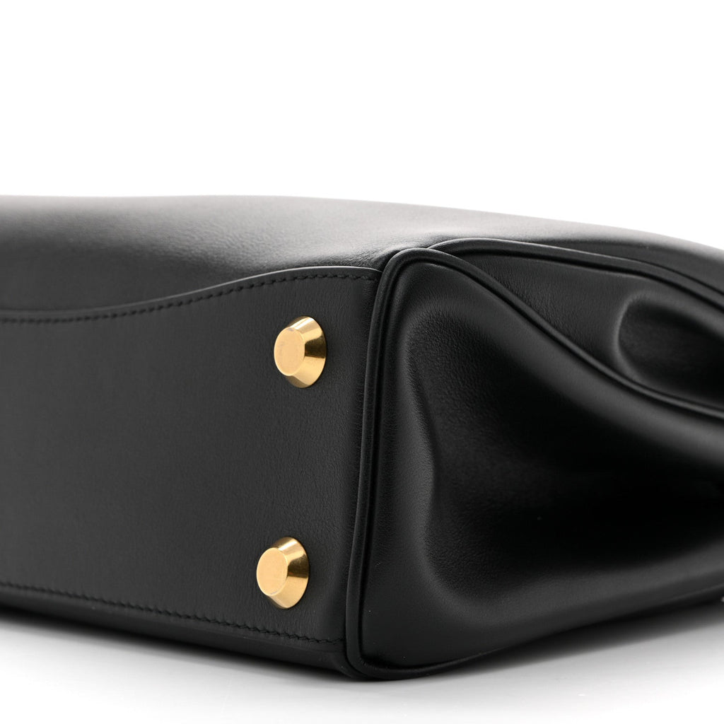 Natural Smooth Calfskin Small Rodeo Top Handle Handbag Black