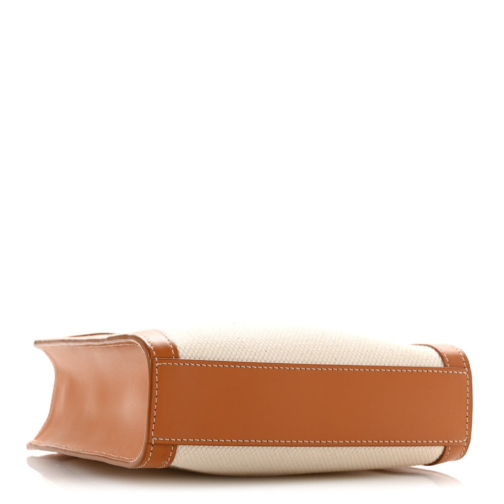 Canvas Calfskin Mini Vertical Cabas Natural Tan