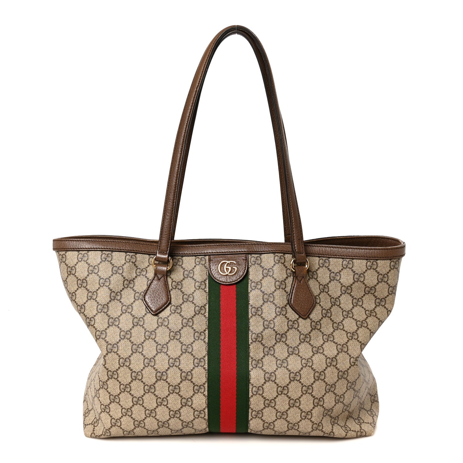 GG Supreme Monogram Medium Ophidia Shopping Tote Brown