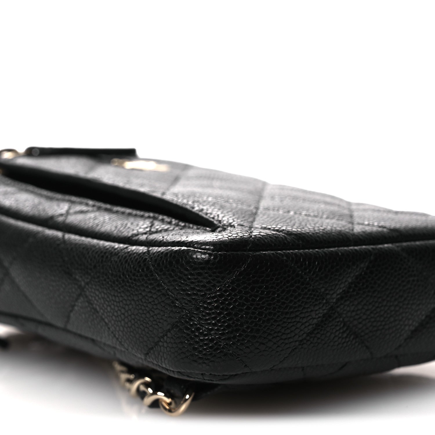 Caviar Quilted Phone Holder With Chain Black