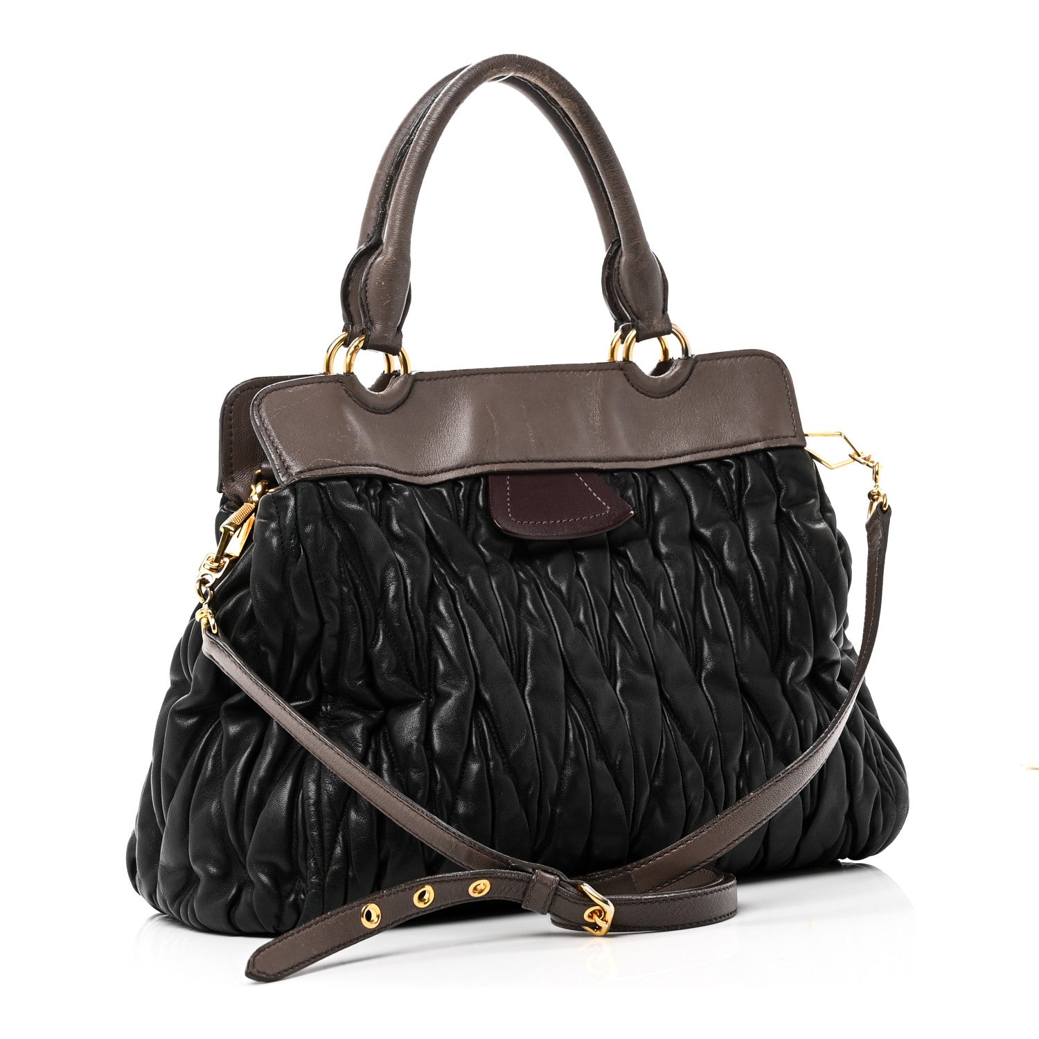Nappa Matelasse Turnlock Hobo Black Brown