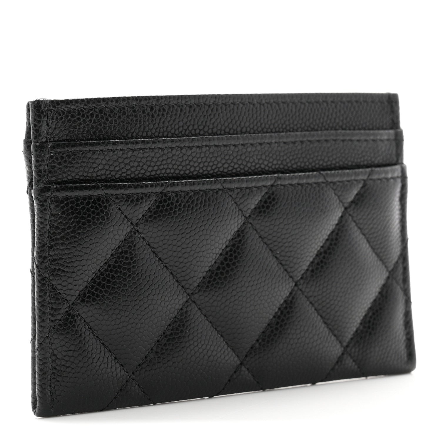 Caviar Quilted CC Card Holder Black