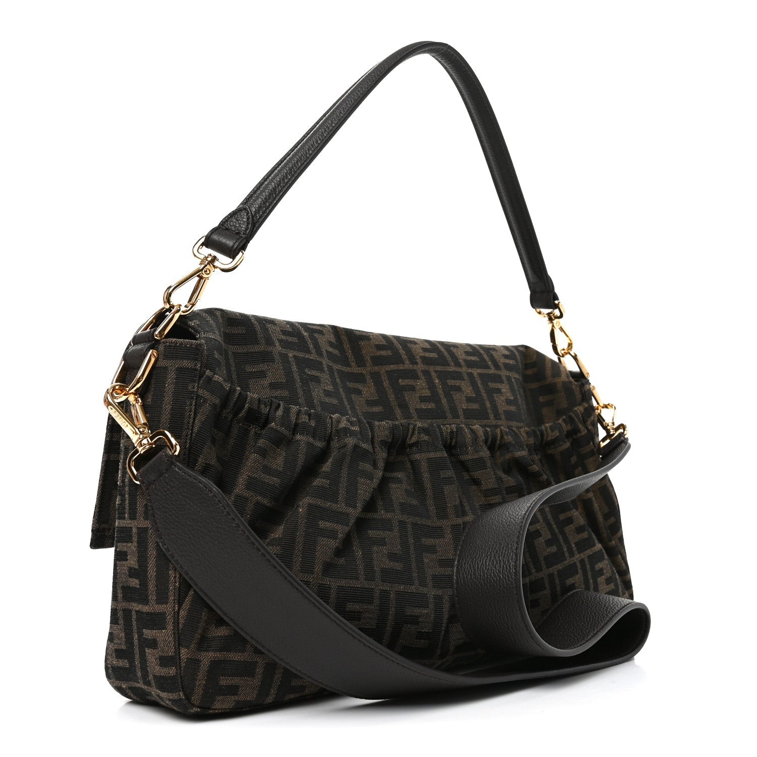 Fabric Jacquard FF 1974 Maxi Baguette Tobacco Moro Black