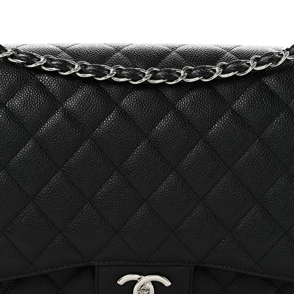 Caviar Quilted Maxi Double Flap Black