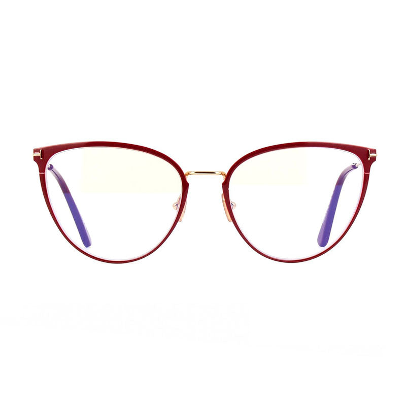 Tom Ford Eyeglasses Cat Eye Full Rim, Matte Brown Frame and Clear Blue Light Block Lens FT5840-B046