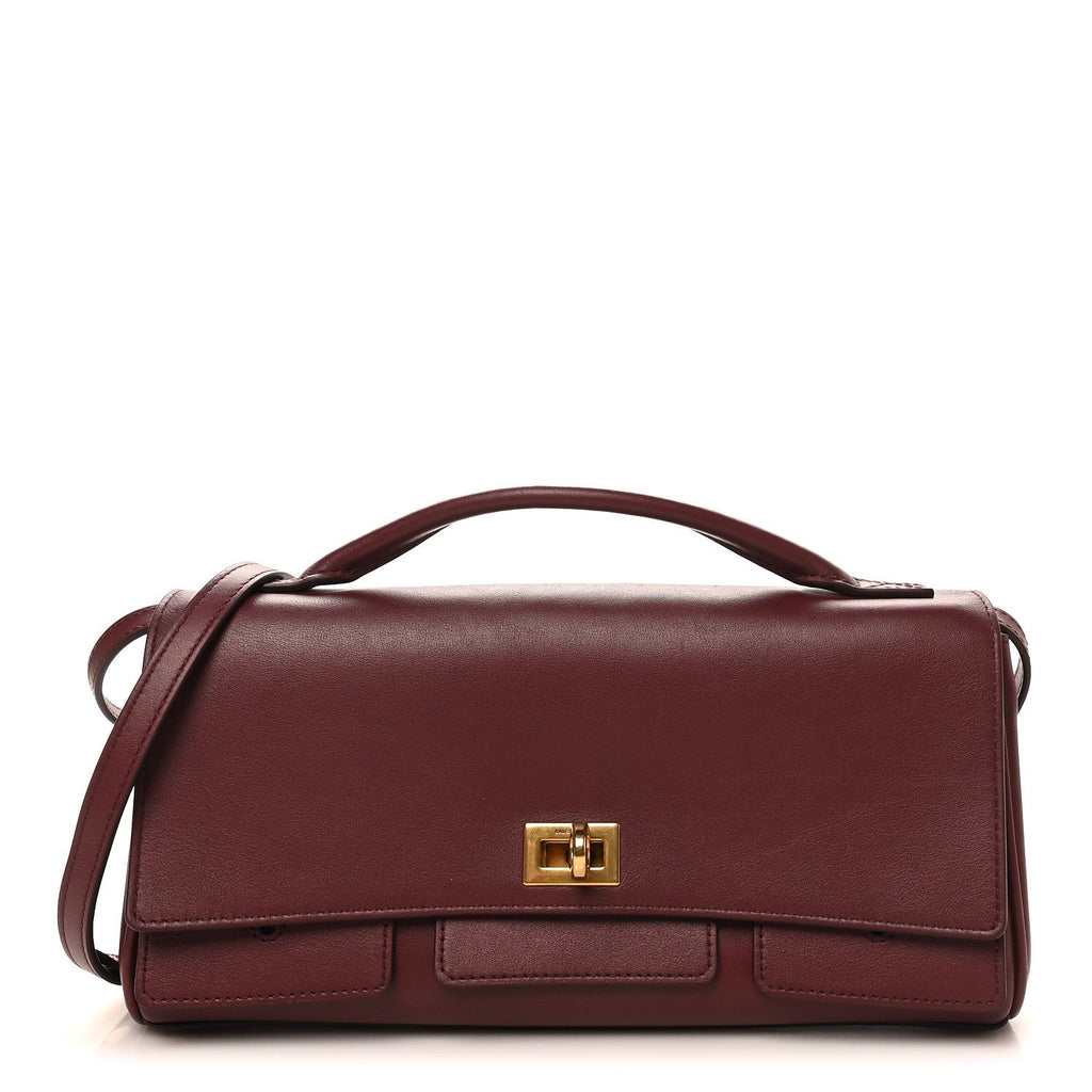 Smooth Calfskin Small Bel Air Clutch On Strap Dark Burgundy