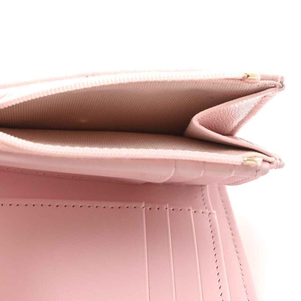 Caviar Quilted Compact Flap Wallet Light Pink Light Pink