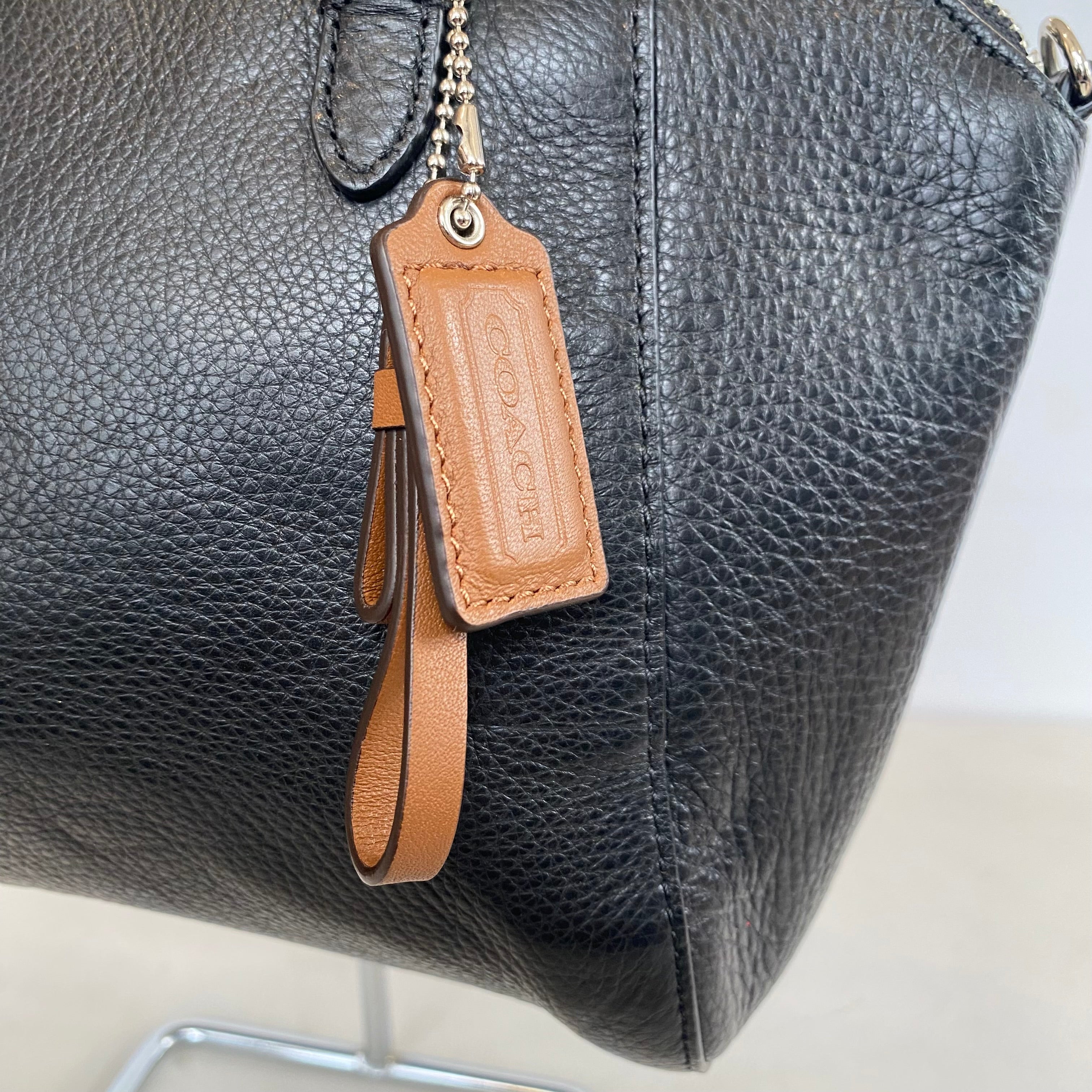 COACH Coach Black Leather Zip Carryall Satchel Handbag