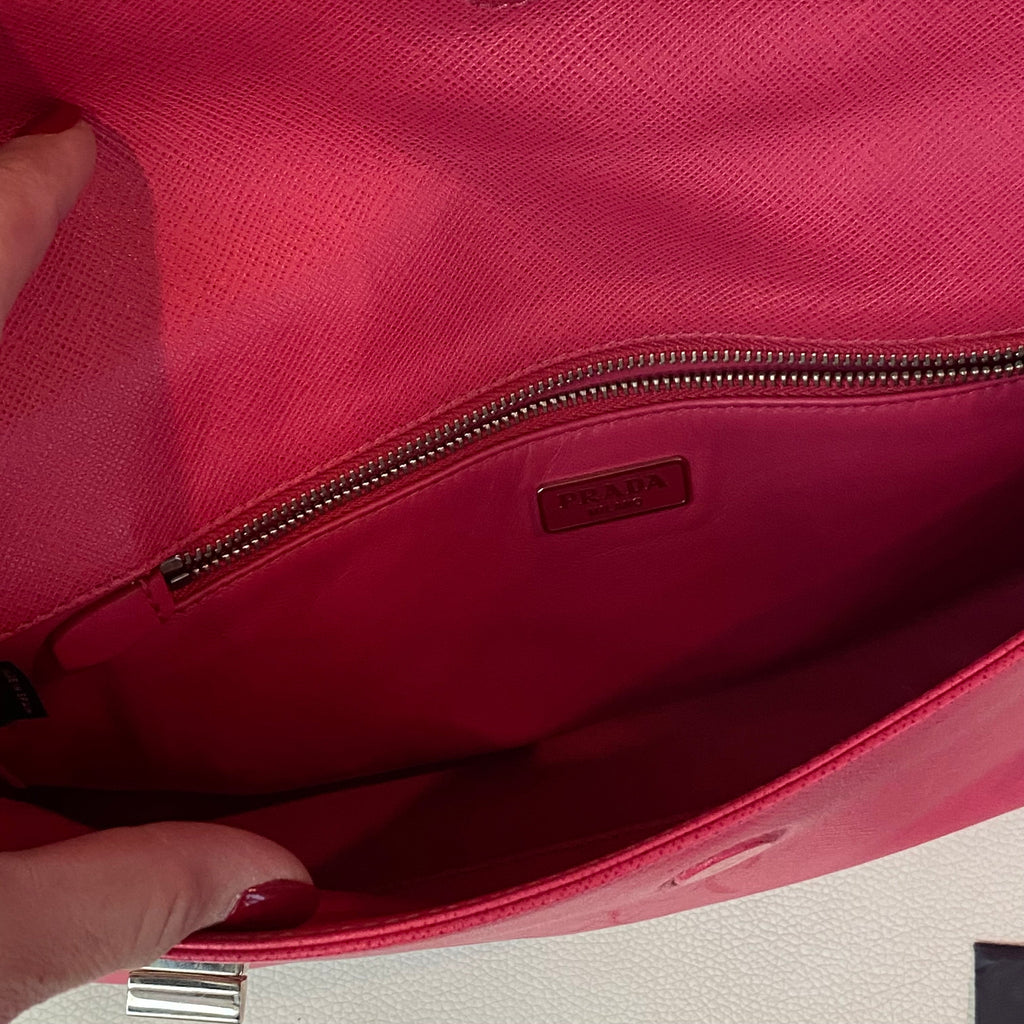 PRADA Pink Saffiano Leather Turnlock Shoulder Bag NWT