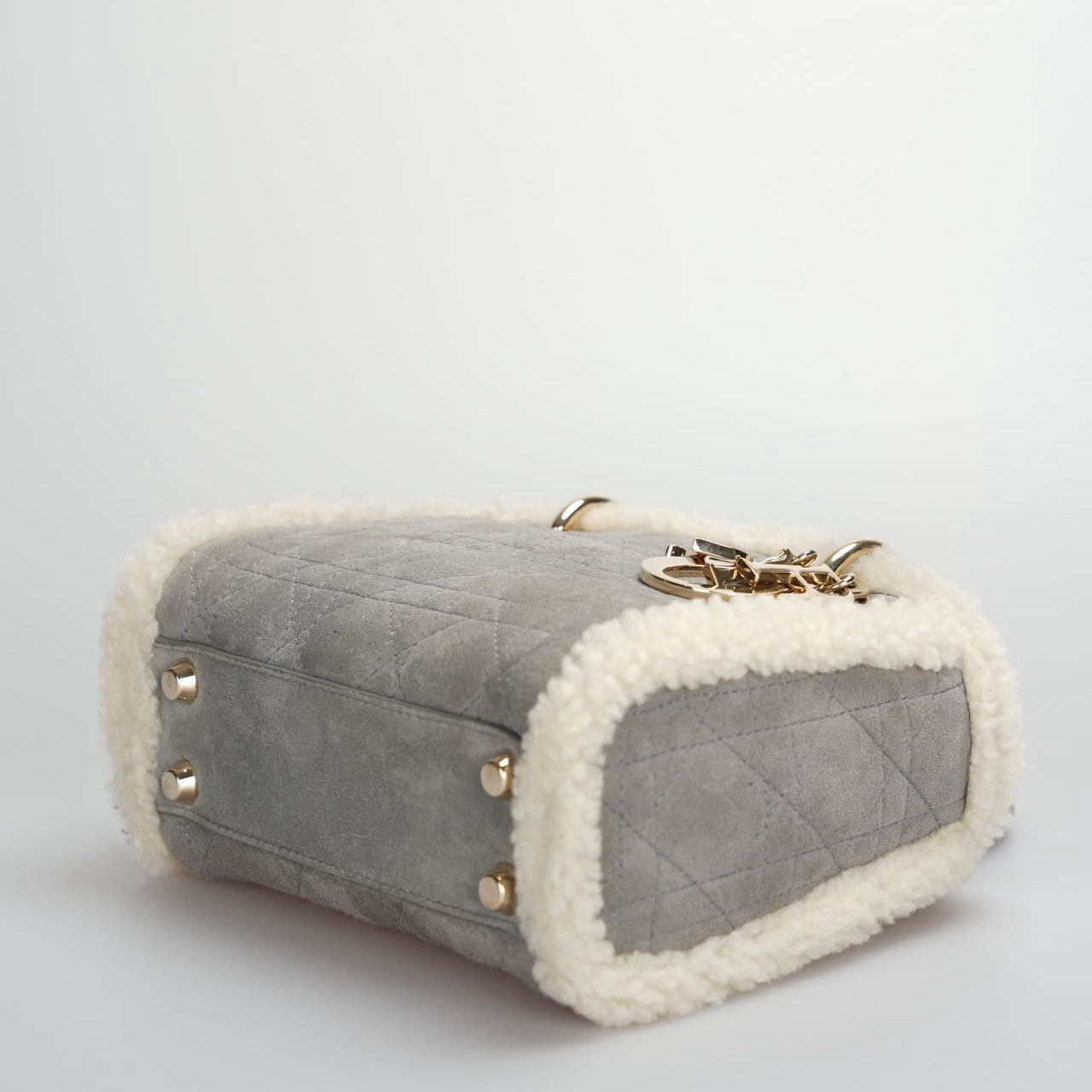Christian Dior Lady Dior   2020 Mini Suede Shearling Cannage Lady Dior satchel