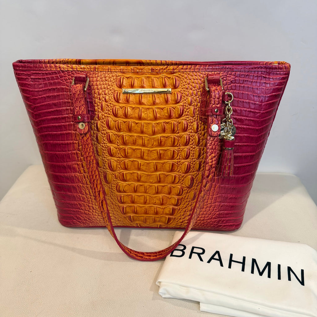 BRAHMIN MEDIUM ASHER PASSION FRUIT Tote Shoulder Bag NWOT