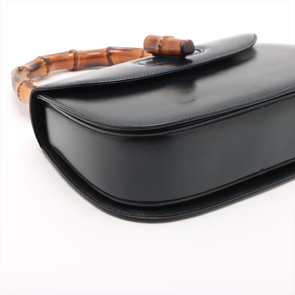 Gucci Bamboo Leather Two-Way Handbag Navy Blue