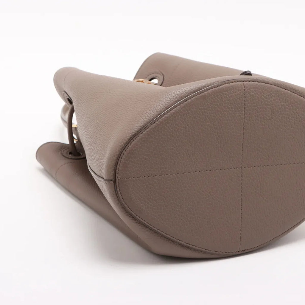 Burberry Small Drawstring Bucket Leather Two-Way Shoulder Bag Brown