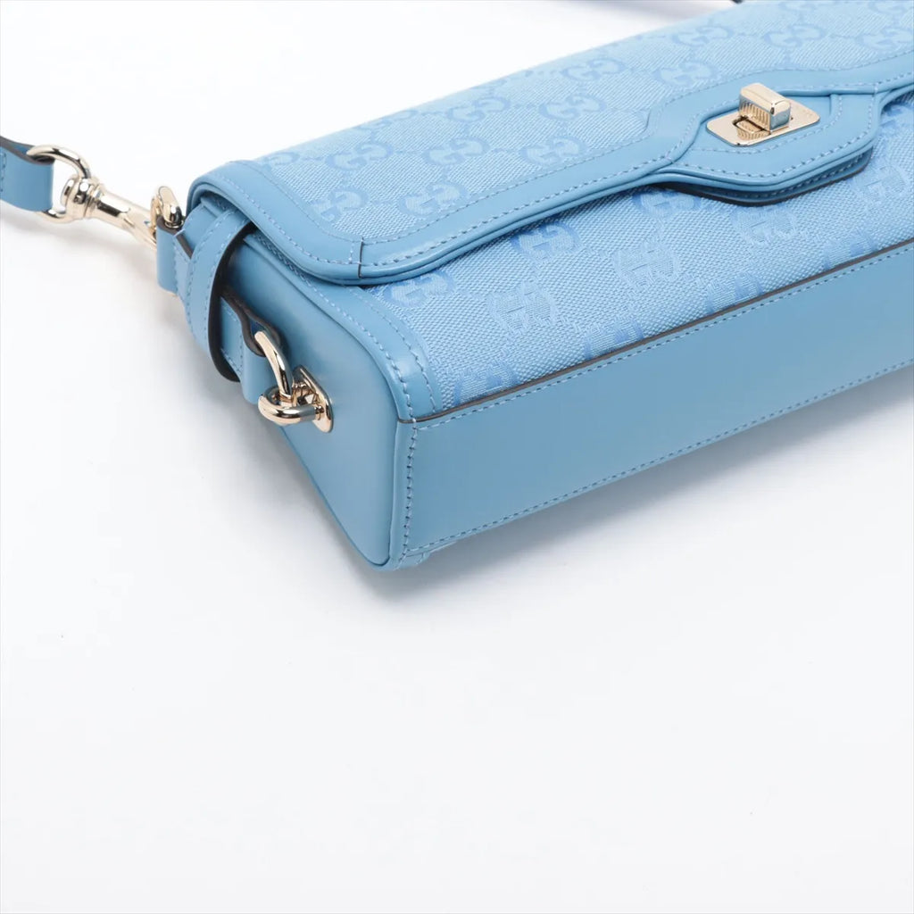 Gucci GG Canvas Leather Shoulder Bag Blue