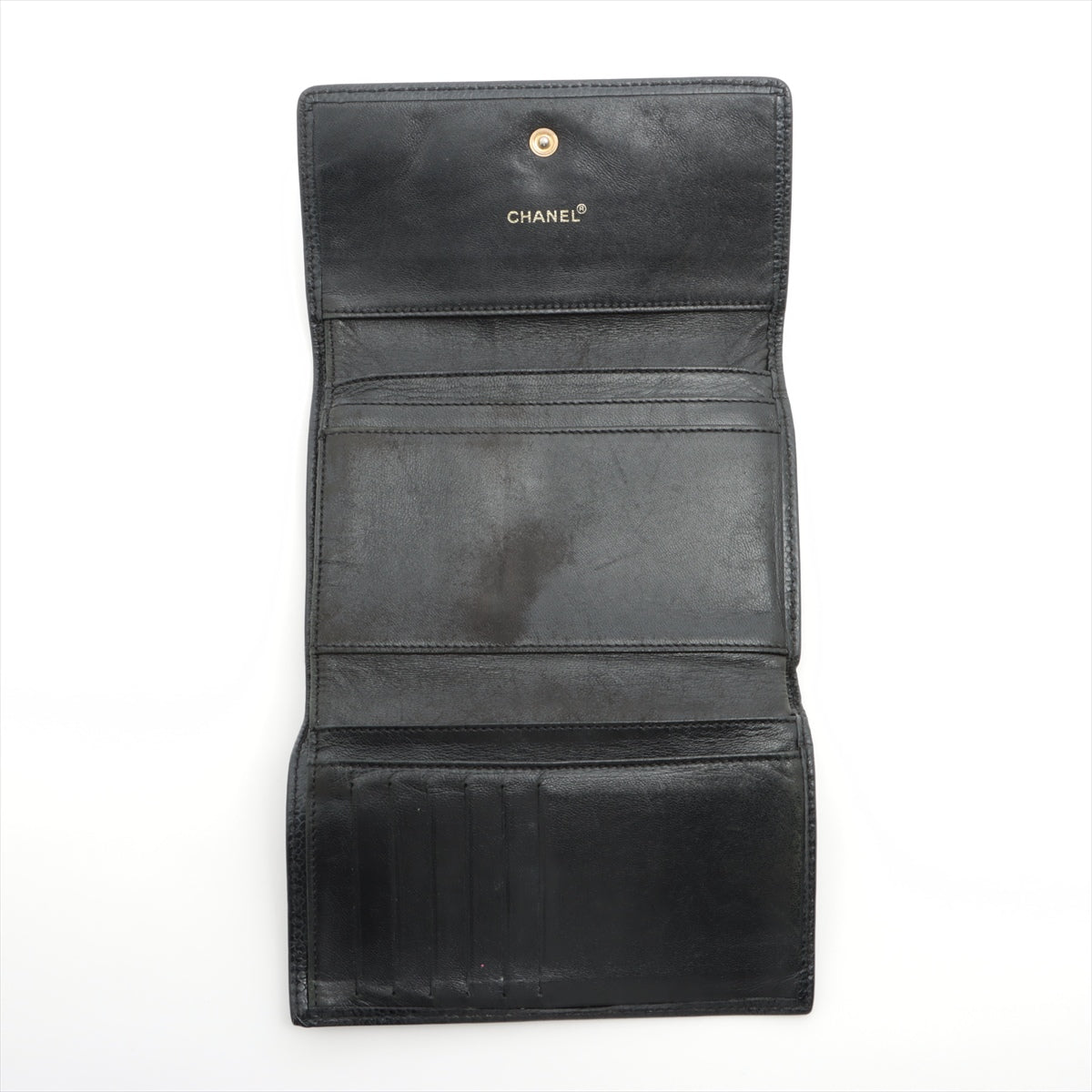 Chanel CC Logo Caviar Skin Trifold Wallet Black