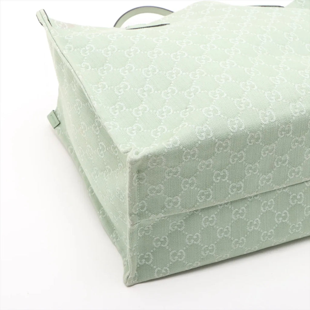 Gucci GG Logo Denim Tote Bag Green