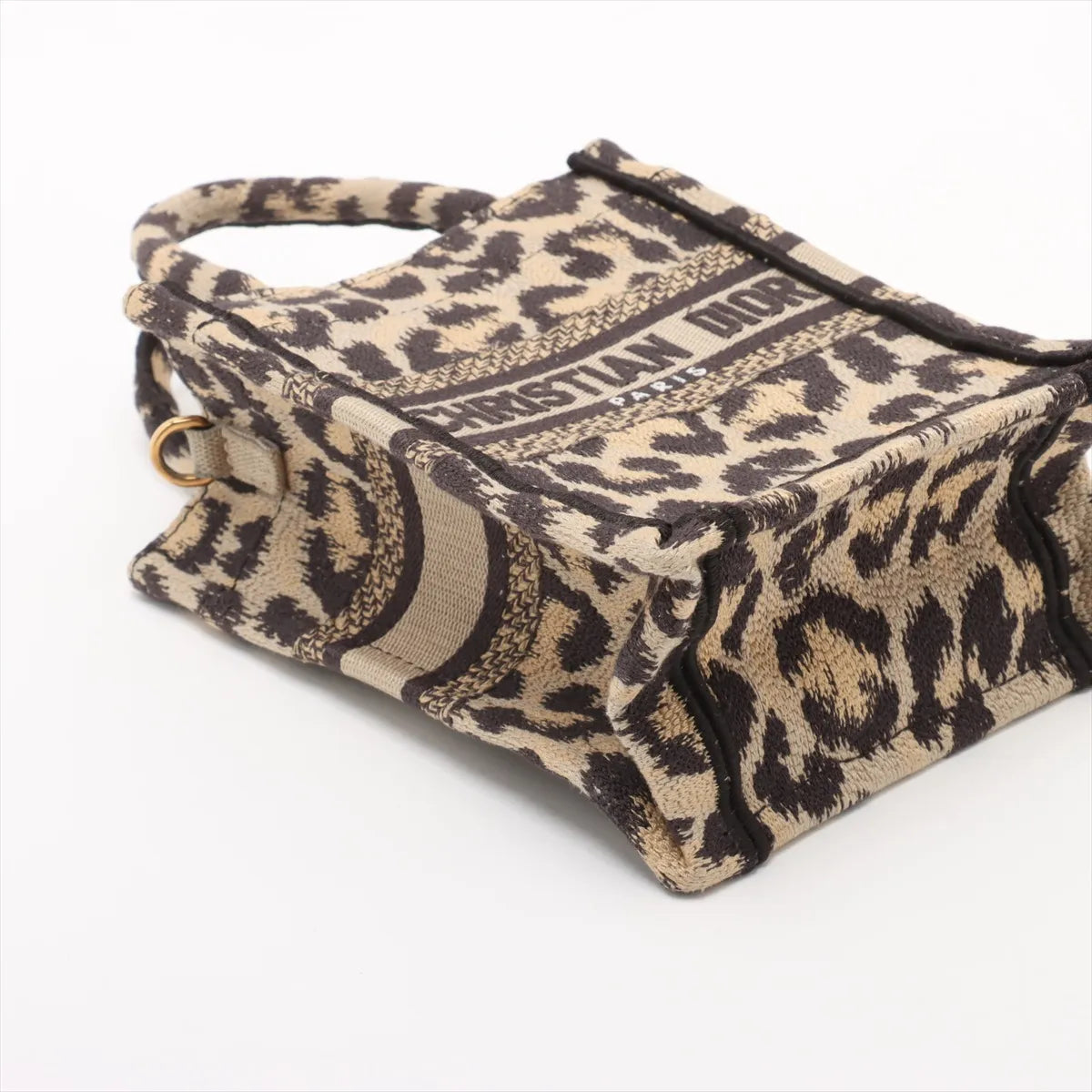 Christian Dior Leopard Vertical Book Tote Canvas Two-Way Handbag