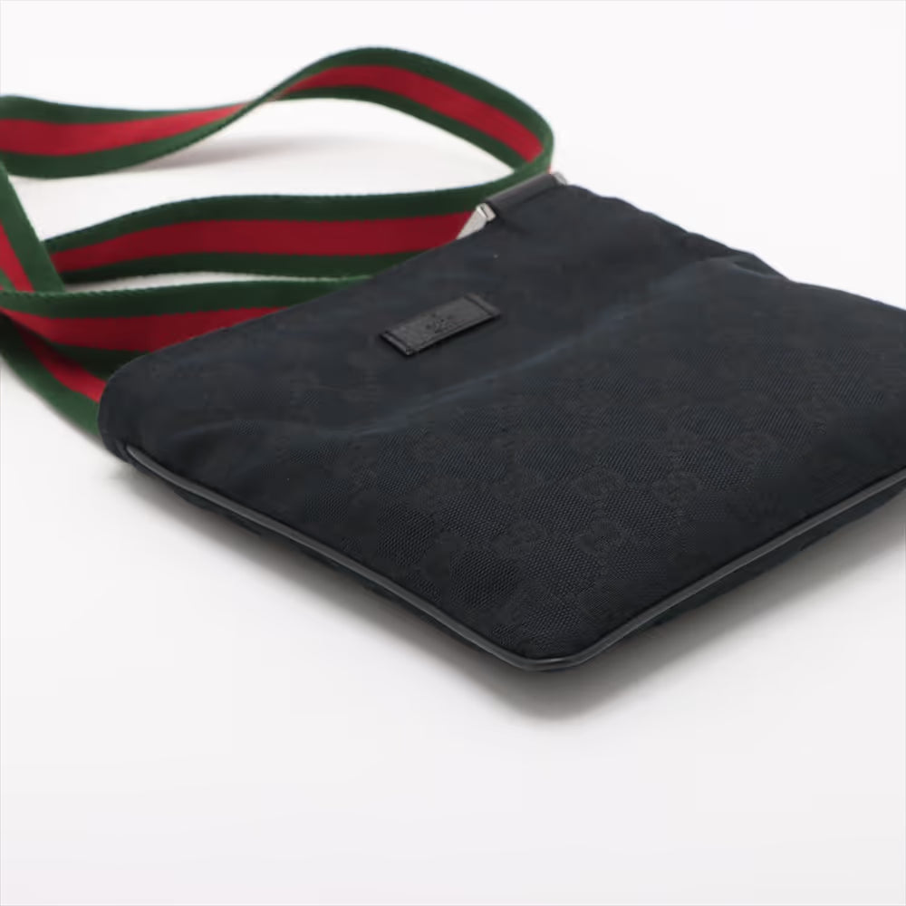 Gucci GG Canvas Leather Shoulder Bag Black