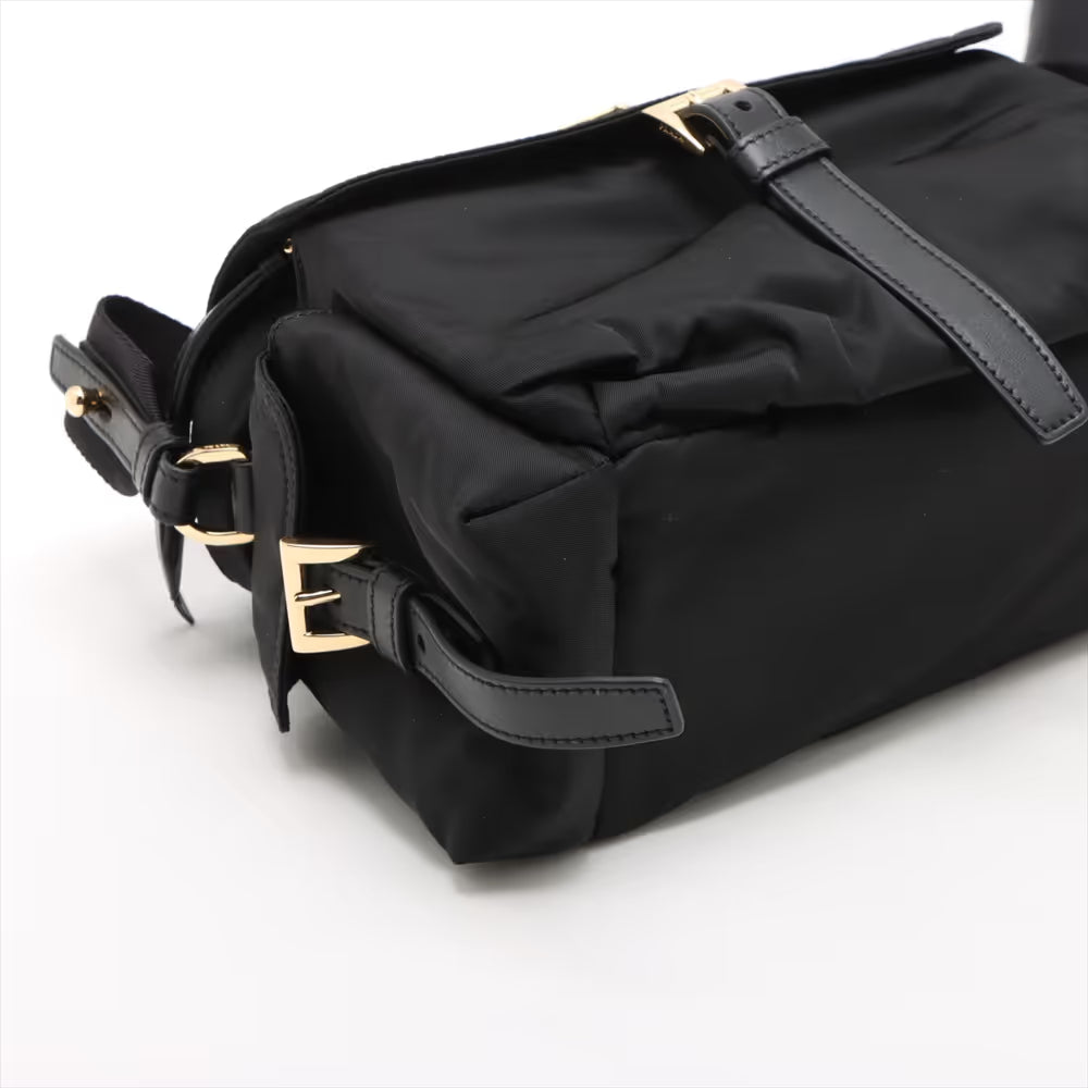 Prada Tessuto Explorer Medium Nylon Leather Two-Way Shoulder Bag Black