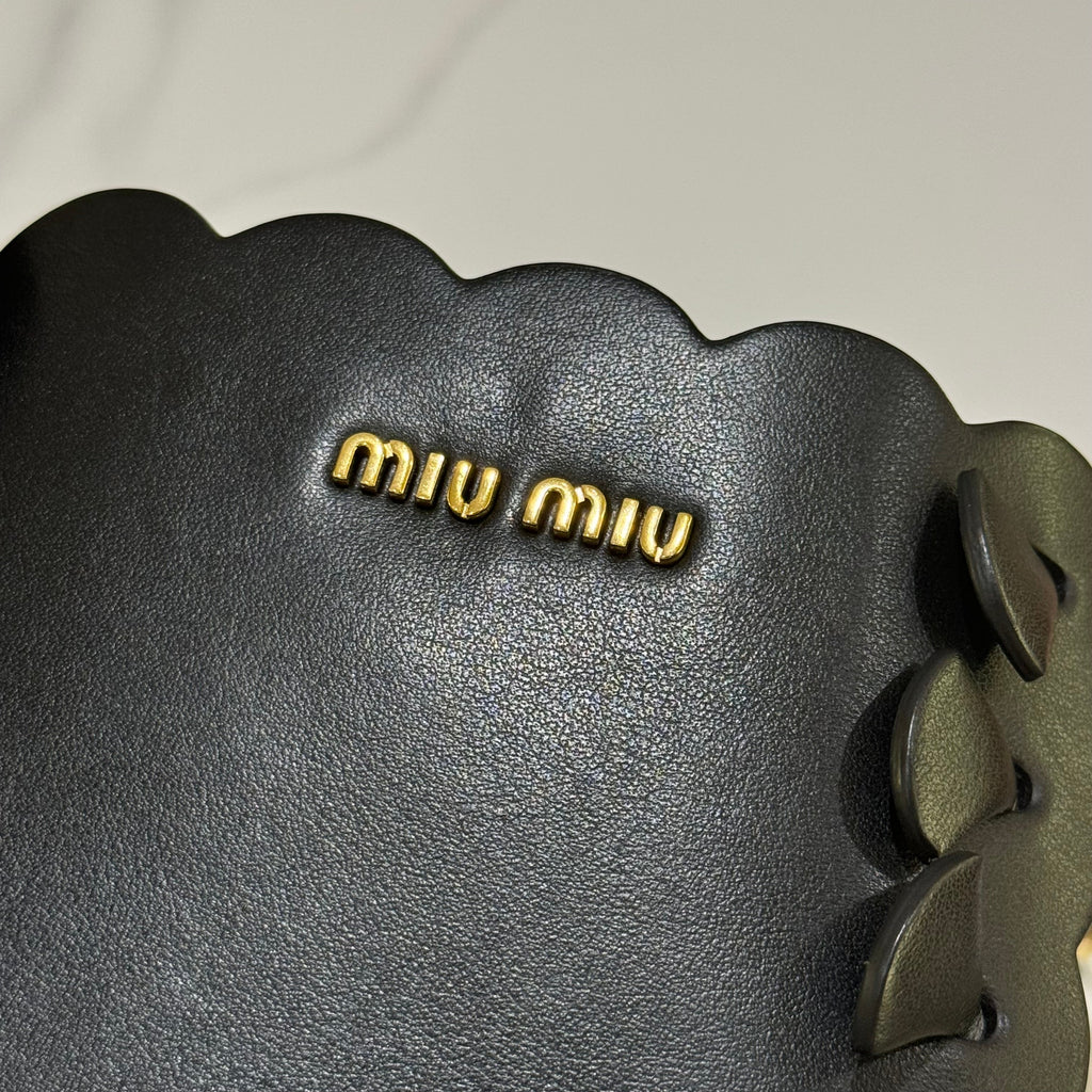 MIUMIU BLACK FLOWER BUCKET BAG
