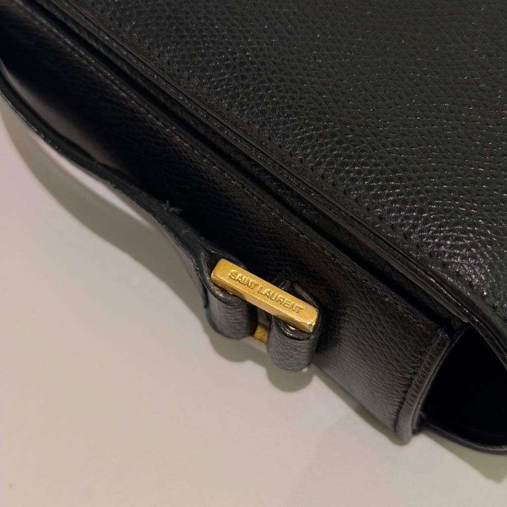 Saint Laurent Classic Black Grained Leather College Messenger Bag