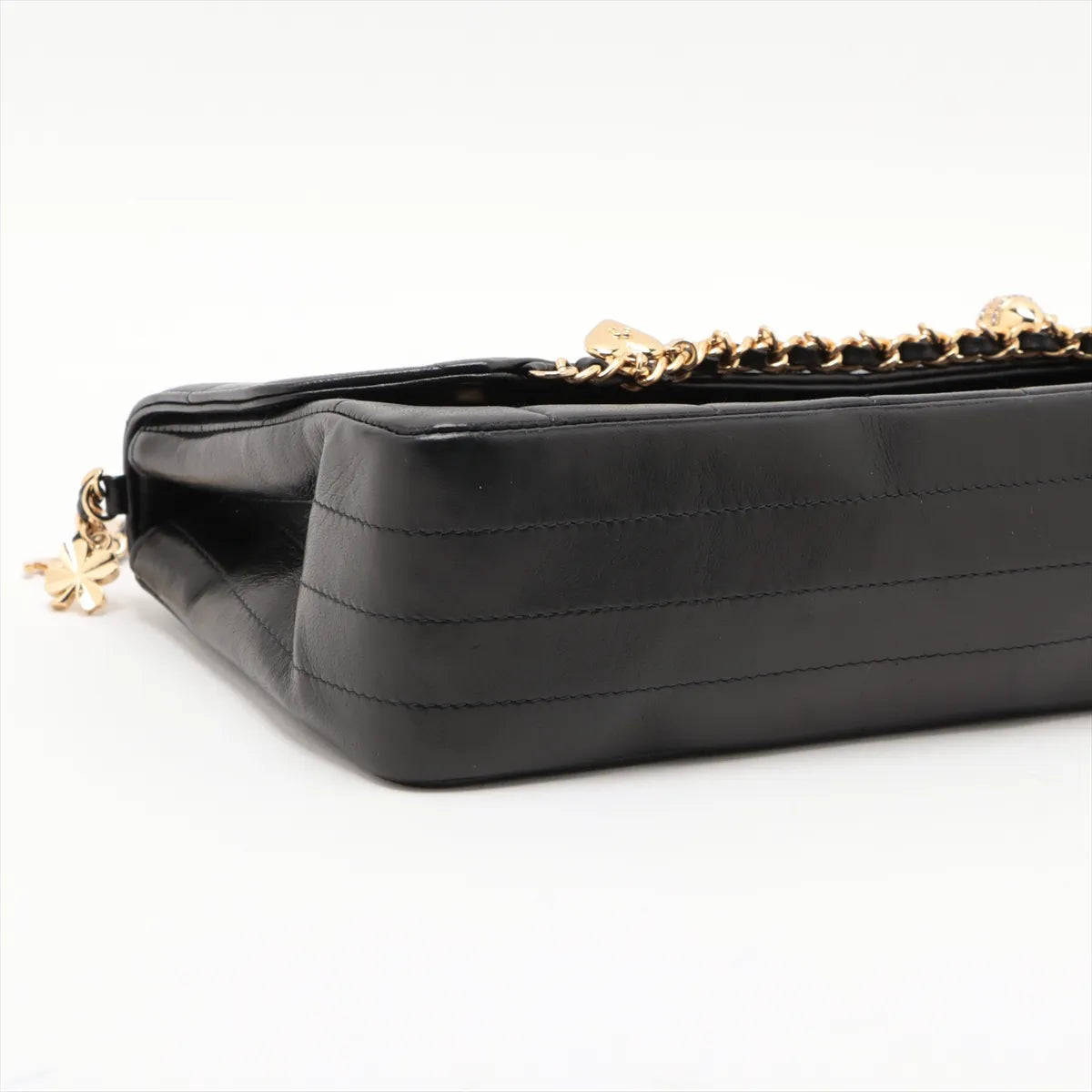 Chanel Chocolate Bar Lambskin Charm Chain Shoulder Bag Black