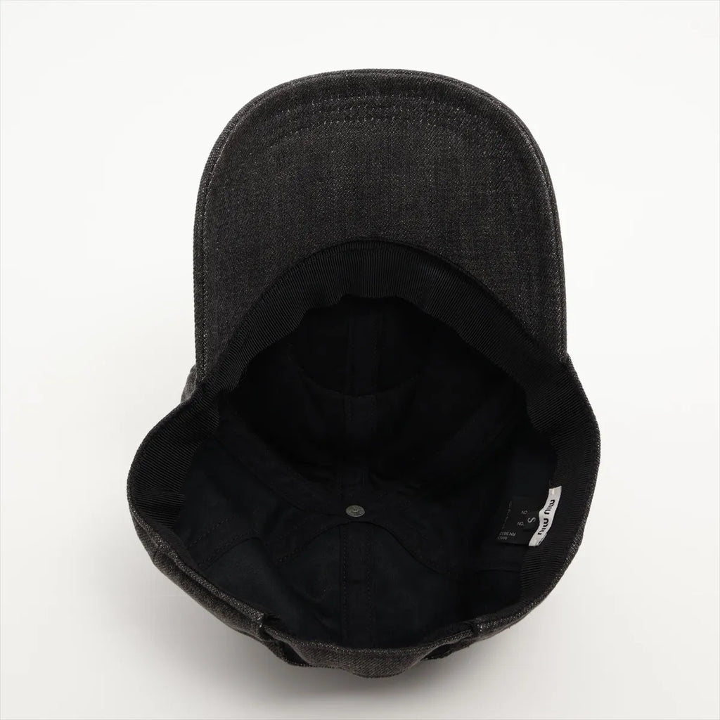 Miu Miu Logo Hat Cotton Black