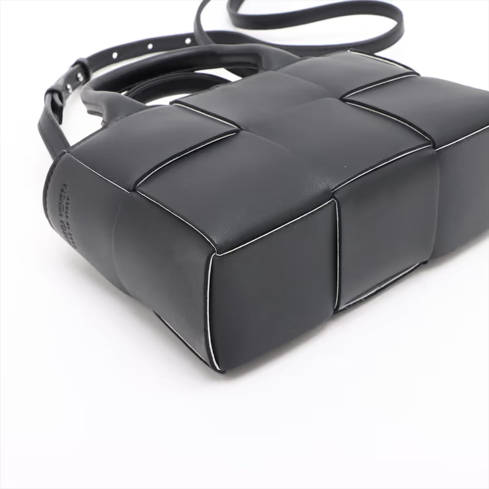Bottega Veneta Maxi Intrecciato Mini Arco Leather Two-Way Shoulder Bag Black