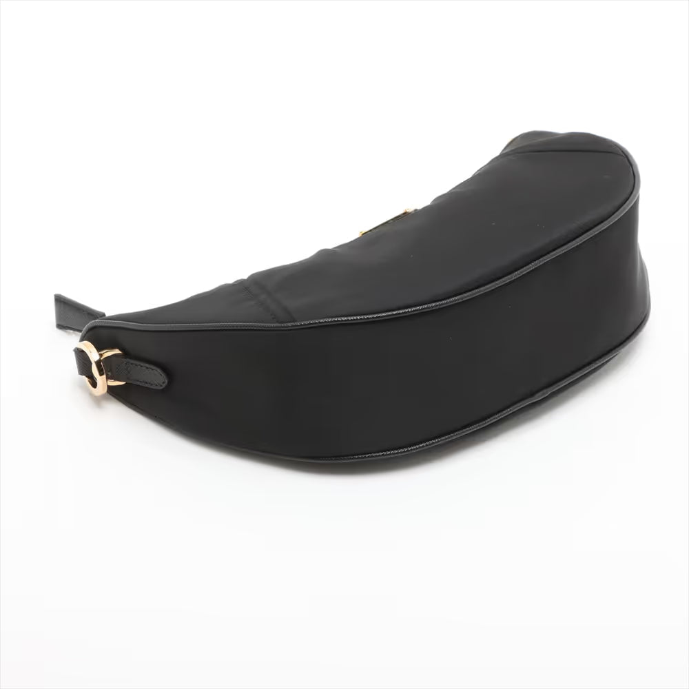 Prada Tessuto Nylon Demi Lune Two-Way Shoulder Bag Black