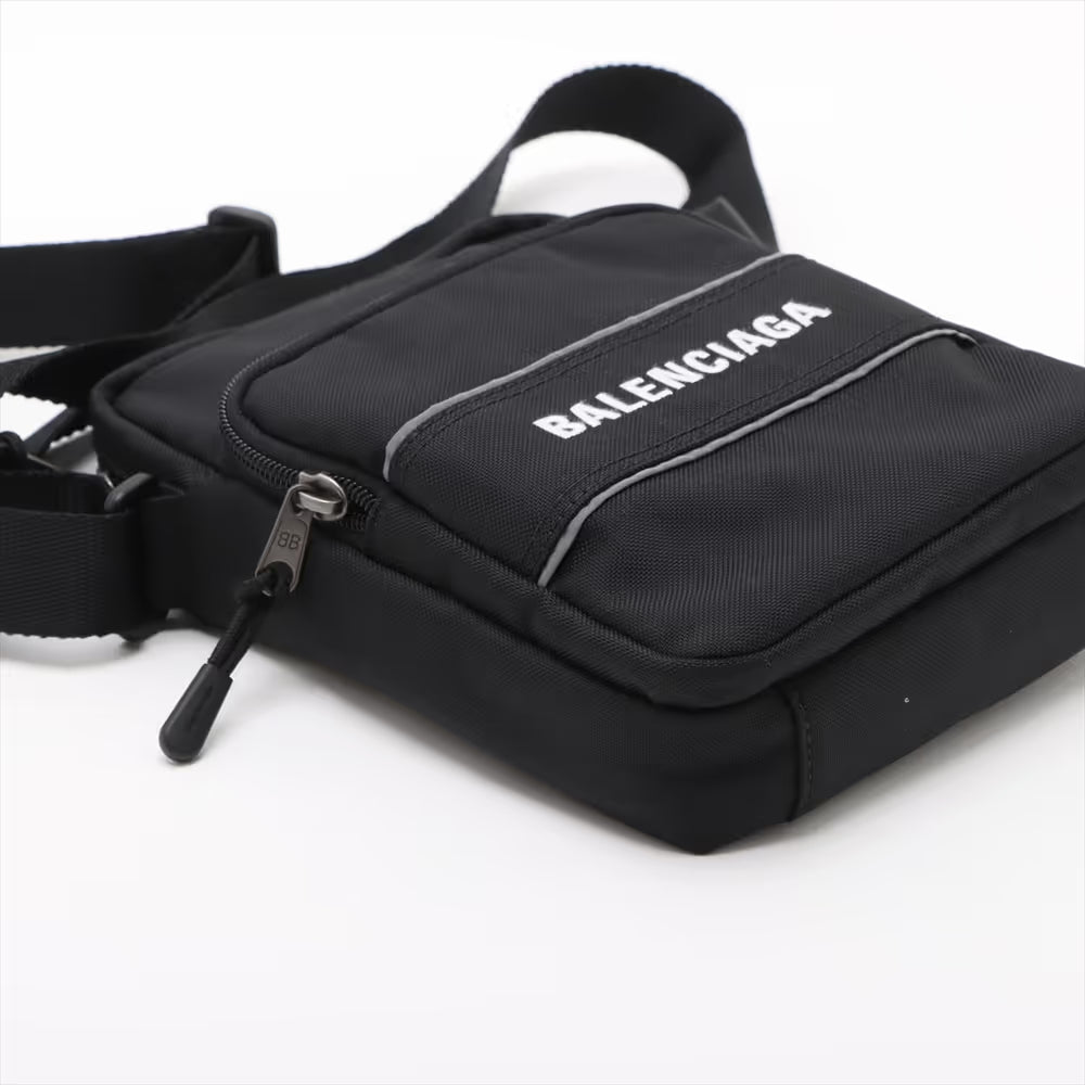 Balenciaga Sport Nylon Leather Shoulder Bag Black